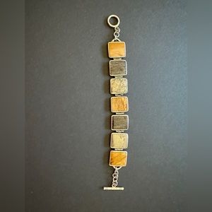 Silpada retired sterling silver, pyrite, bronzite, and yellow jasper bracelet.